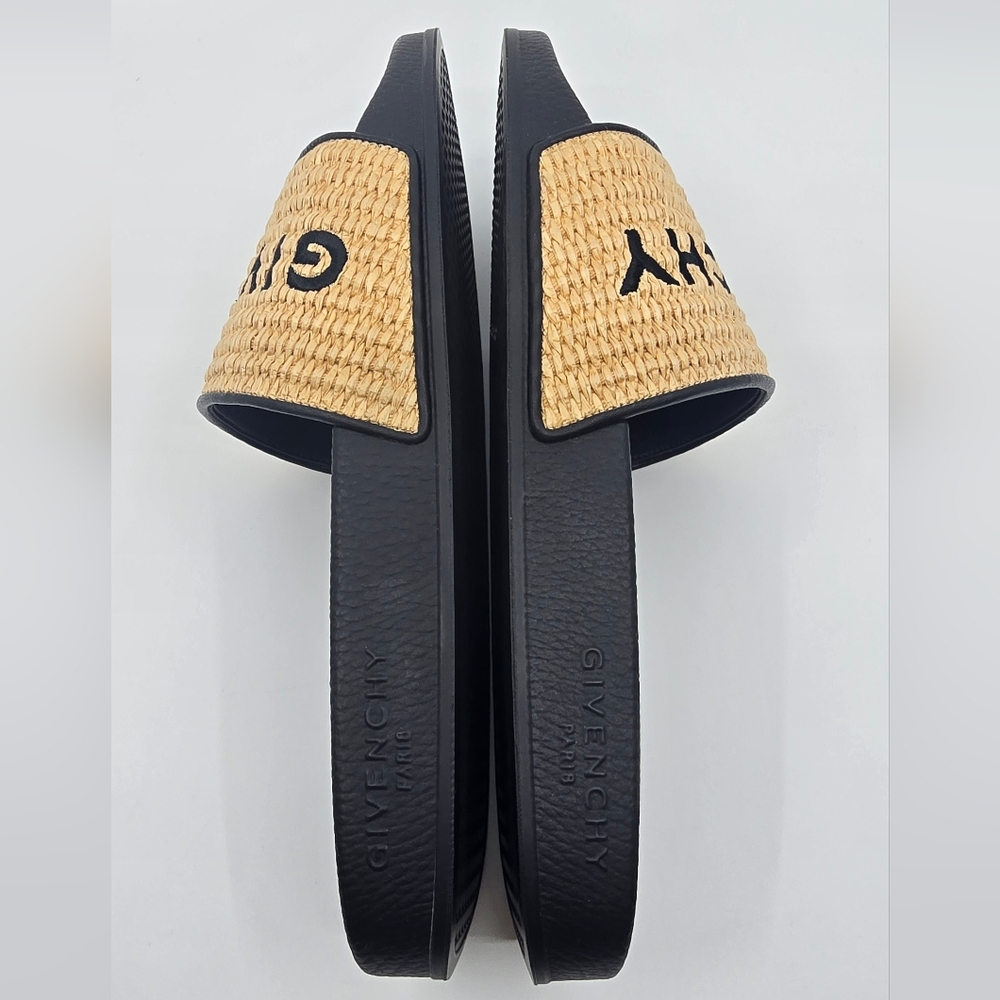 Givenchy Embroidered Logo Raffia Slide Sandals - Picture 10 of 12